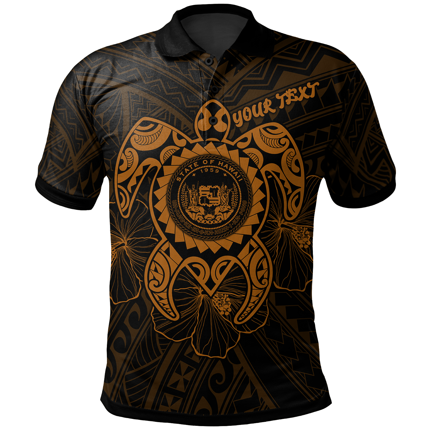 Hawaii Polynesian Custom Polo Shirt Vintage Polynesian Turtle (Golden) Unisex Golden - Polynesian Pride