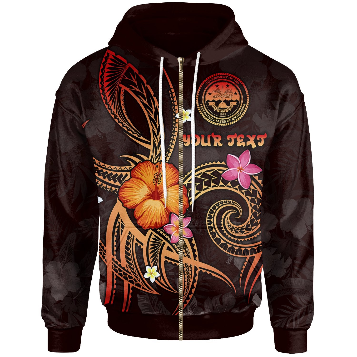 Federated States of Micronesia Polynesian Custom Zip up Hoodie Legend of FSM (Red) Unisex Red - Polynesian Pride