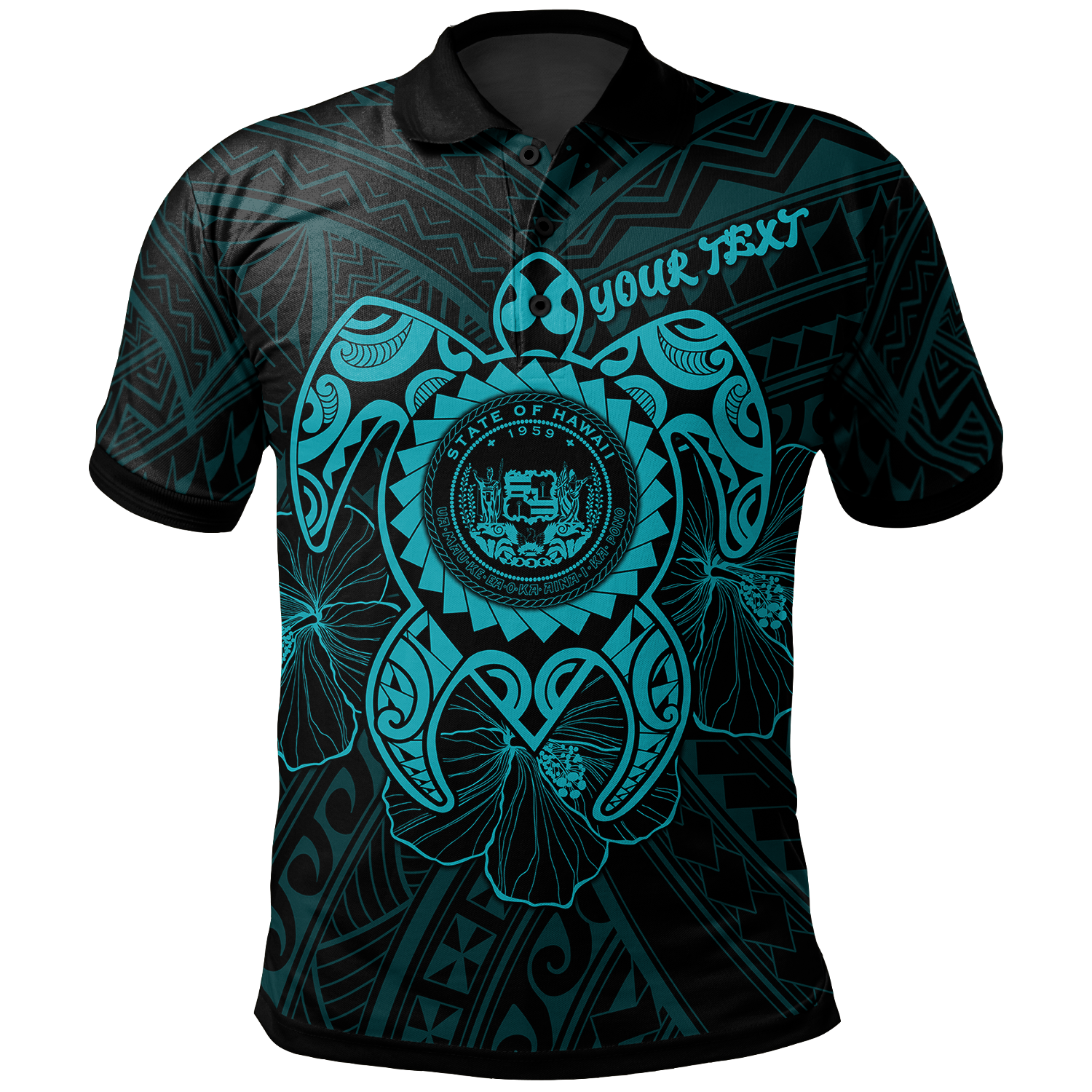 Hawaii Polynesian Custom Polo Shirt Vintage Polynesian Turtle (Turquoise) Unisex Turquoise - Polynesian Pride