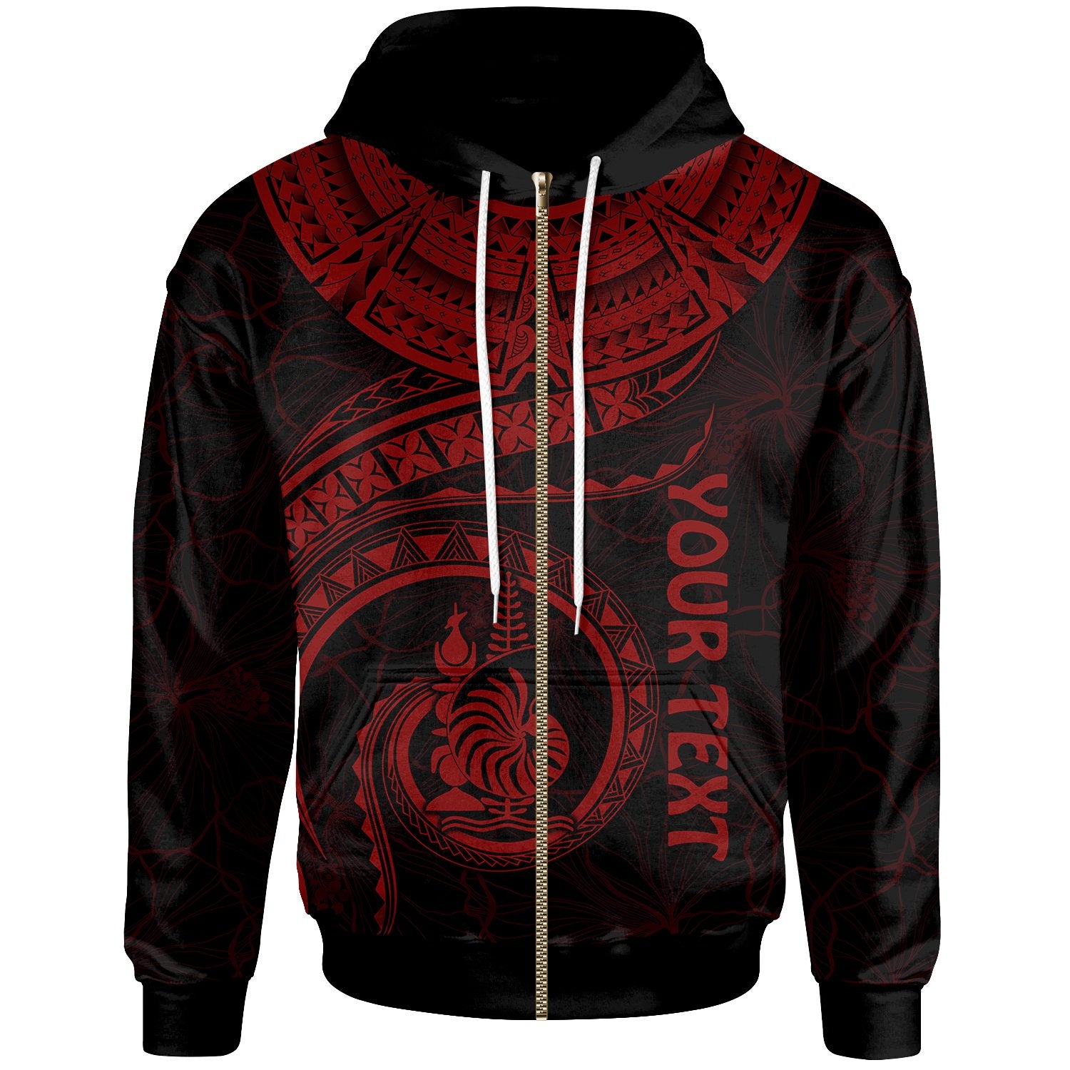 New Caledonia Polynesian Custom Zip up Hoodie New Caledonia Waves (Red) Unisex Red - Polynesian Pride