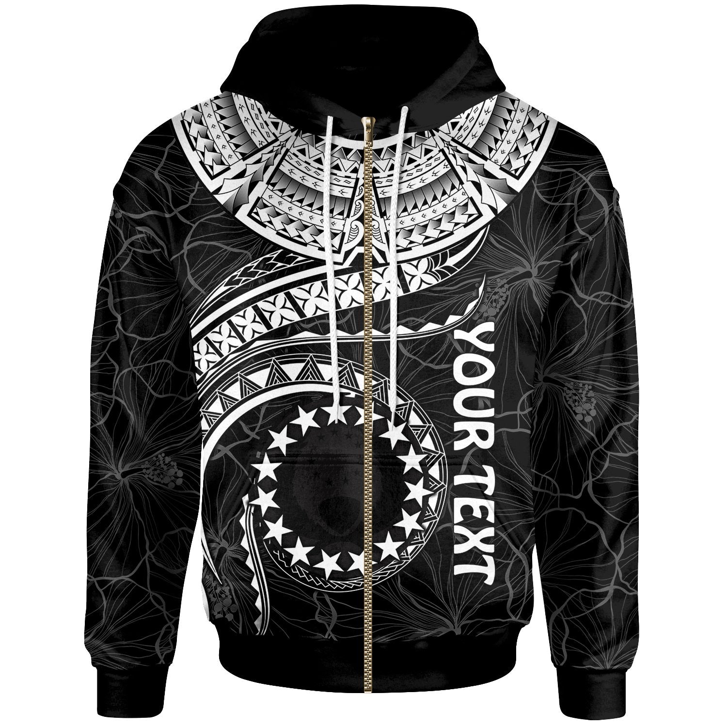 Cook Islands Polynesian Custom Zip up Hoodie Waves (White) Unisex White - Polynesian Pride