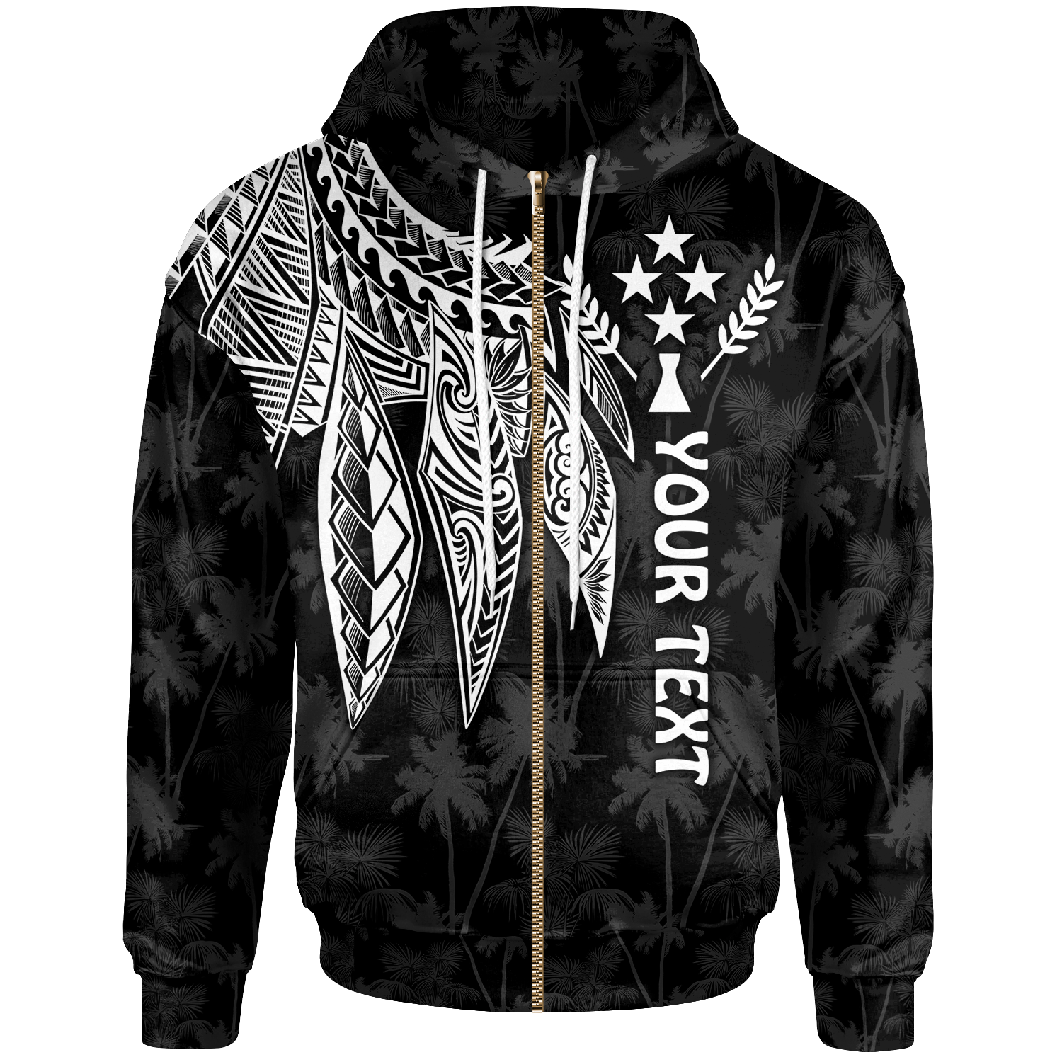 Kosrae Custom Zip up Hoodie Polynesian Wings (White) Unisex White - Polynesian Pride