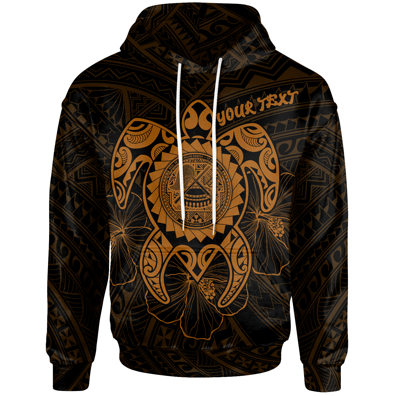 American Samoa Polynesian Custom Hoodie Vintage Polynesian Turtle (Golden) Unisex Golden - Polynesian Pride