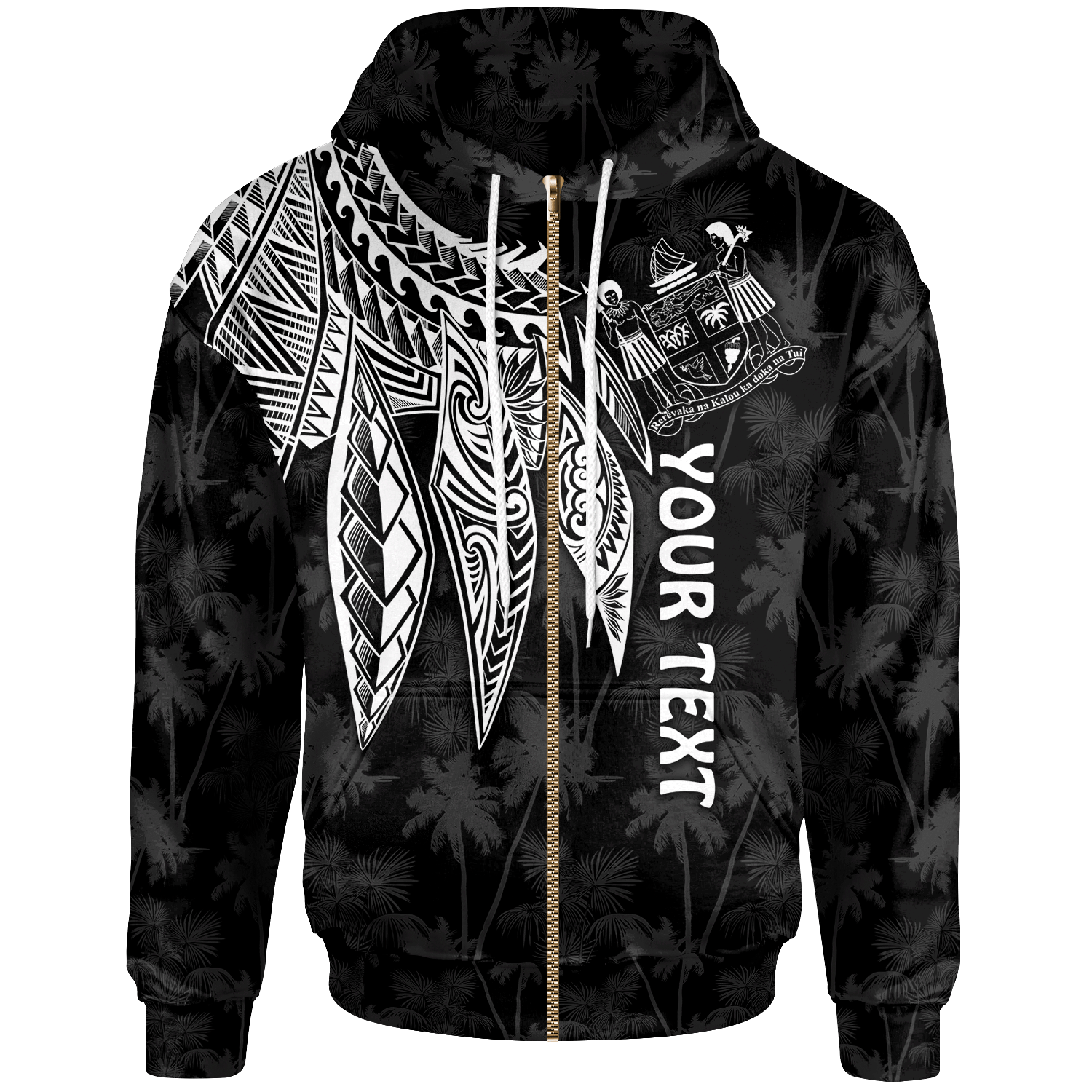 Fiji Custom Zip up Hoodie Polynesian Wings (White) Unisex Blue - Polynesian Pride