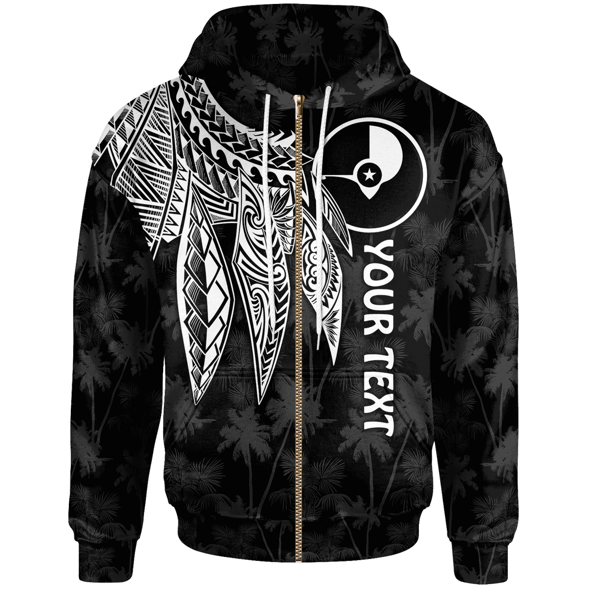 Yap Custom Zip up Hoodie Polynesian Wings (White) Unisex White - Polynesian Pride