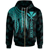 Polynesian Hawaii Kanaka Maoli Custom Zip up Hoodie Polynesian Wings (Turquoise) Unisex Turquoise - Polynesian Pride