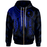 Chuuk Custom Zip up Hoodie Polynesian Wings (Blue) Unisex Blue - Polynesian Pride