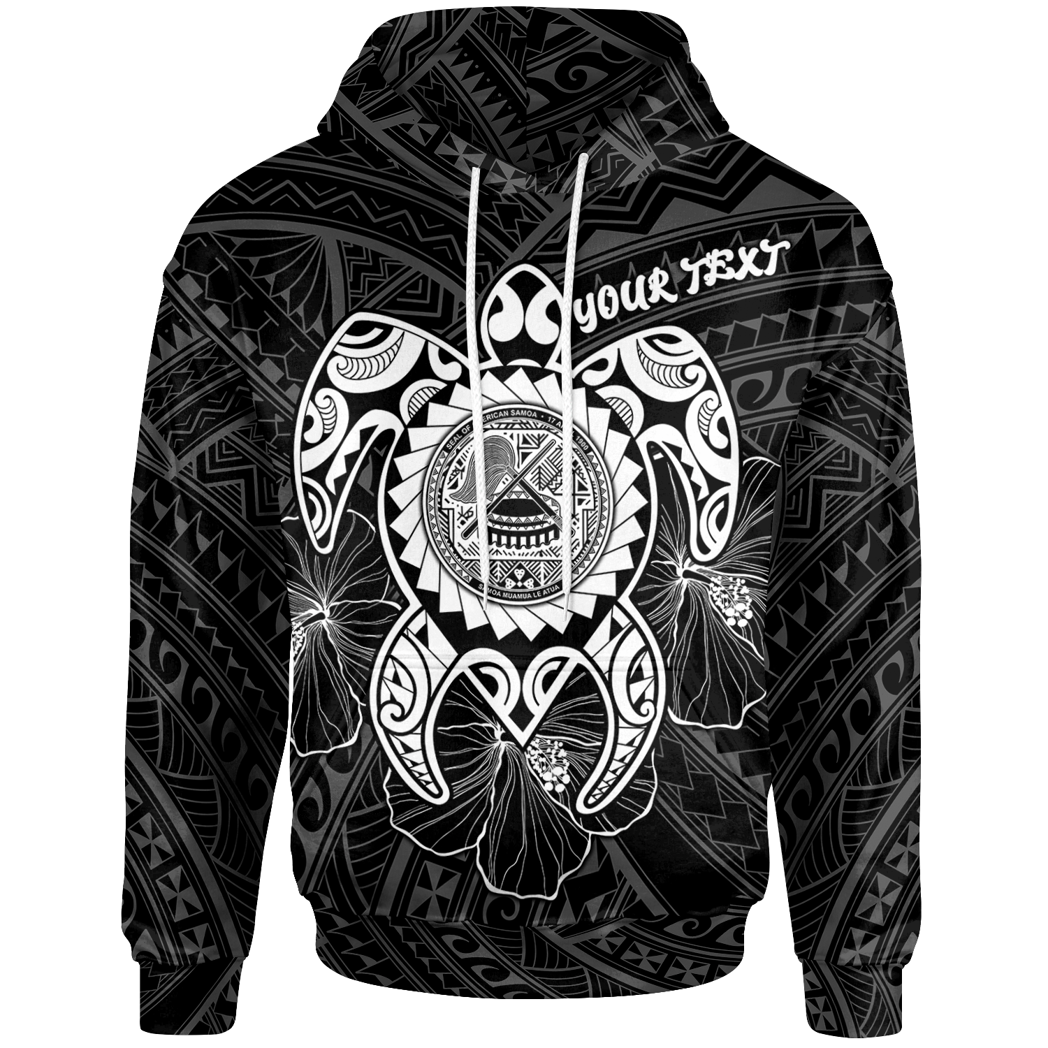 American Samoa Polynesian Custom Hoodie Vintage Polynesian Turtle (White) Unisex White - Polynesian Pride