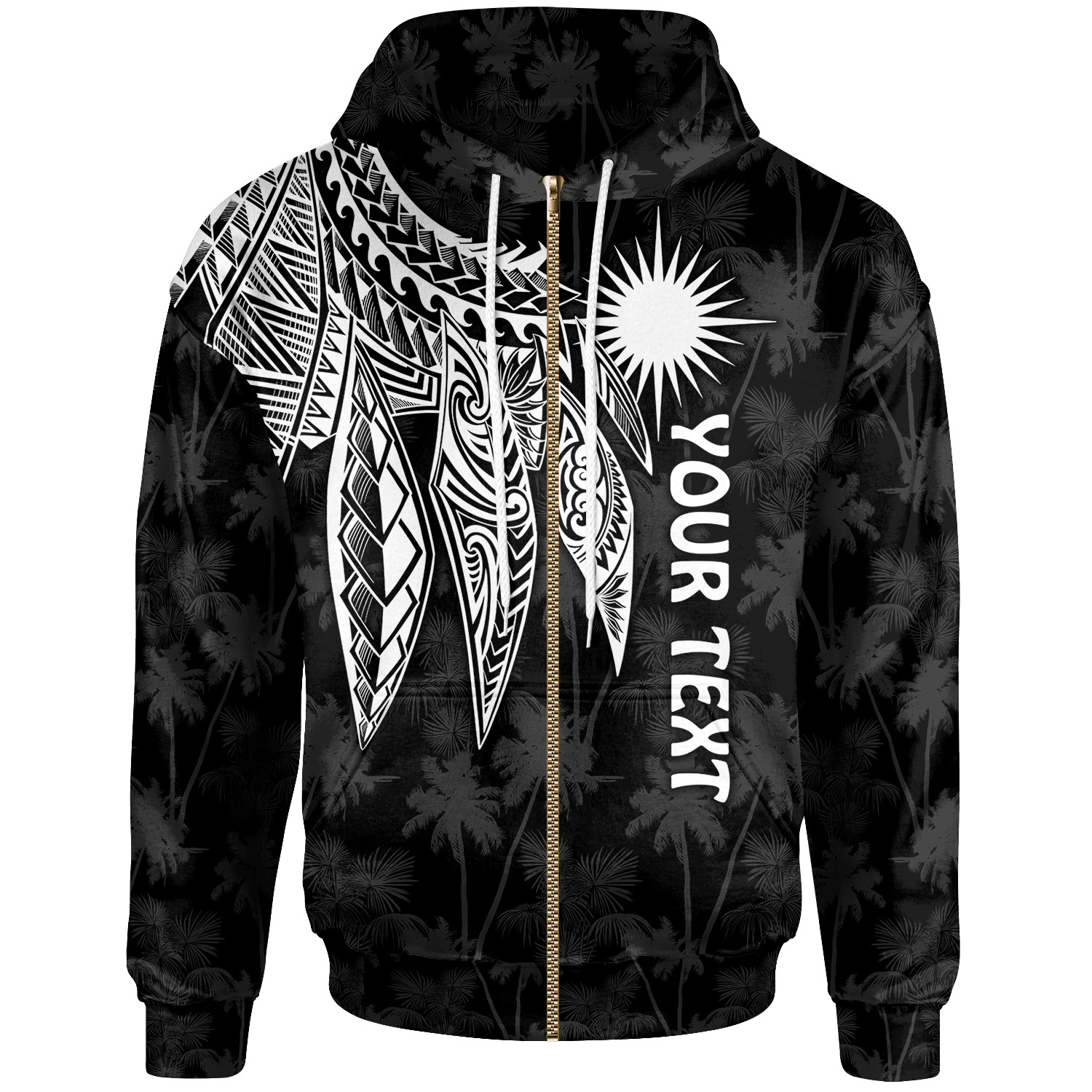 Marshall Islands Custom Zip up Hoodie Polynesian Wings (White) Unisex White - Polynesian Pride