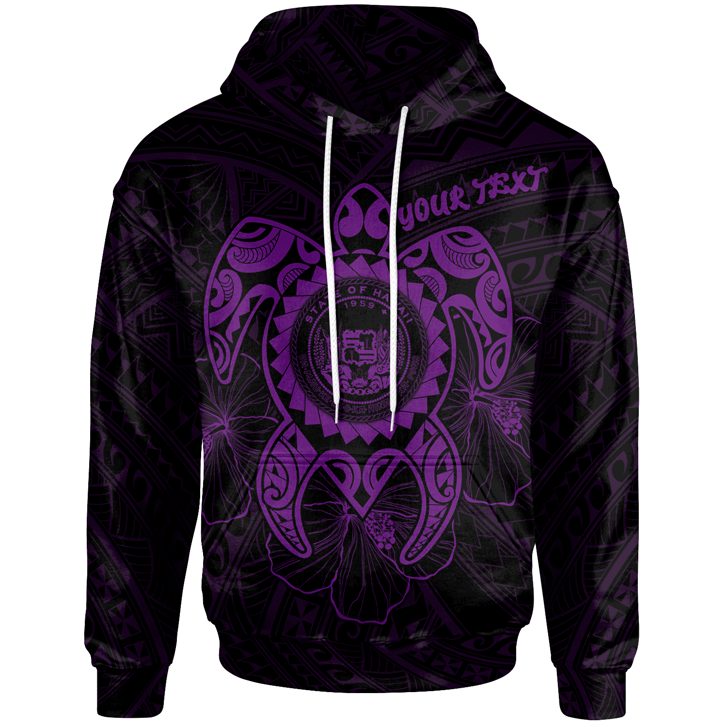 Hawaii Polynesian Custom Hoodie Vintage Polynesian Turtle (Purple) Unisex Purple - Polynesian Pride