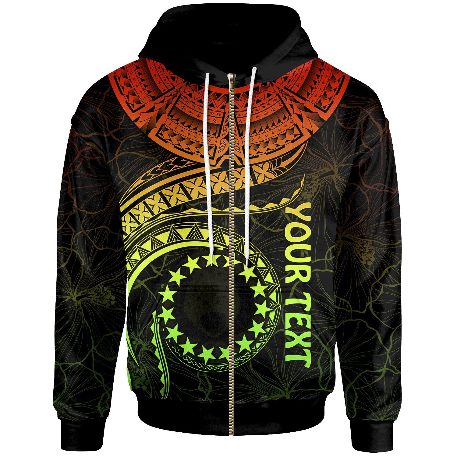 Cook Islands Polynesian Custom Zip up Hoodie Waves (Reggae) Unisex Reggae - Polynesian Pride