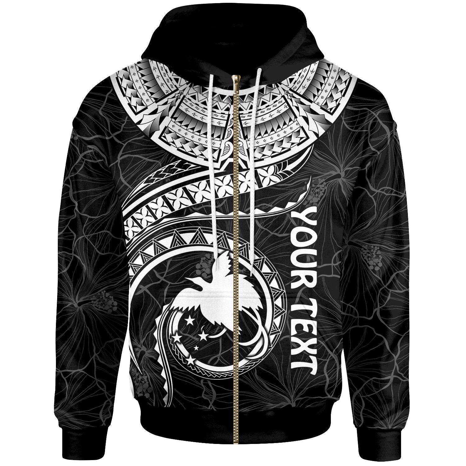 Papua New Guinea Polynesian Custom Zip up Hoodie Papua New Guinea Waves (White) Unisex White - Polynesian Pride