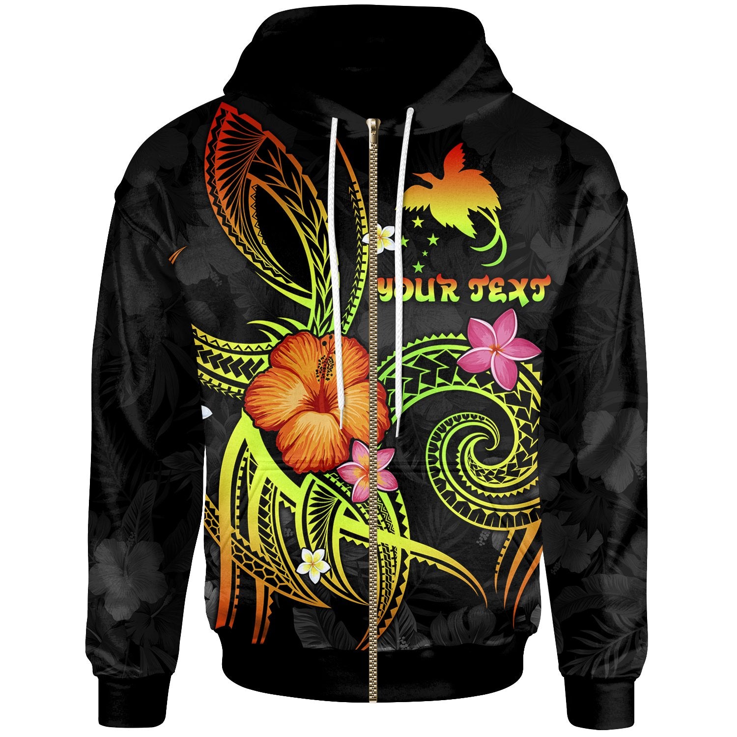 Papua New Guinea Polynesian Custom Zip up Hoodie Legend of Papua New Guinea (Reggae) Unisex Reggae - Polynesian Pride