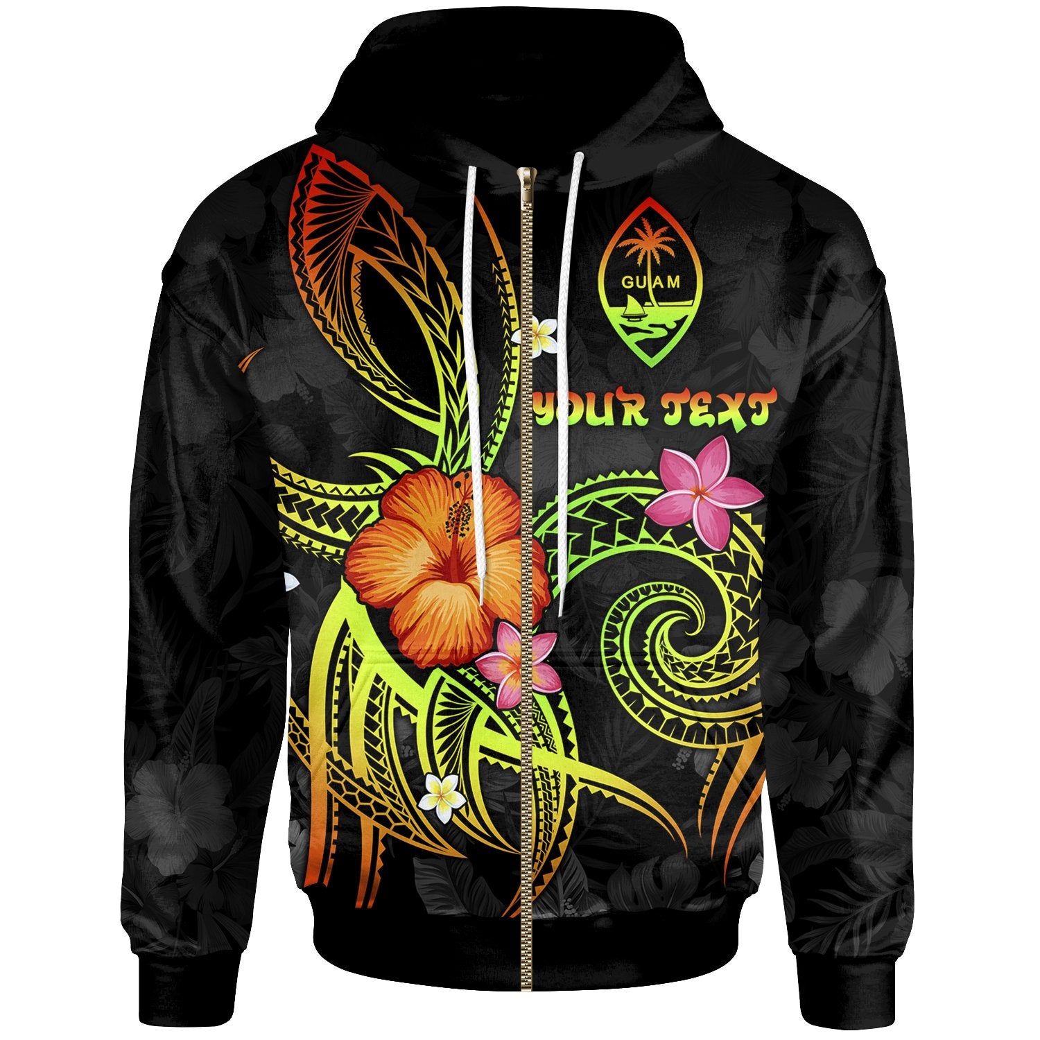 Guam Polynesian Custom Zip up Hoodie Legend of Guam (Reggae) Unisex Reggae - Polynesian Pride