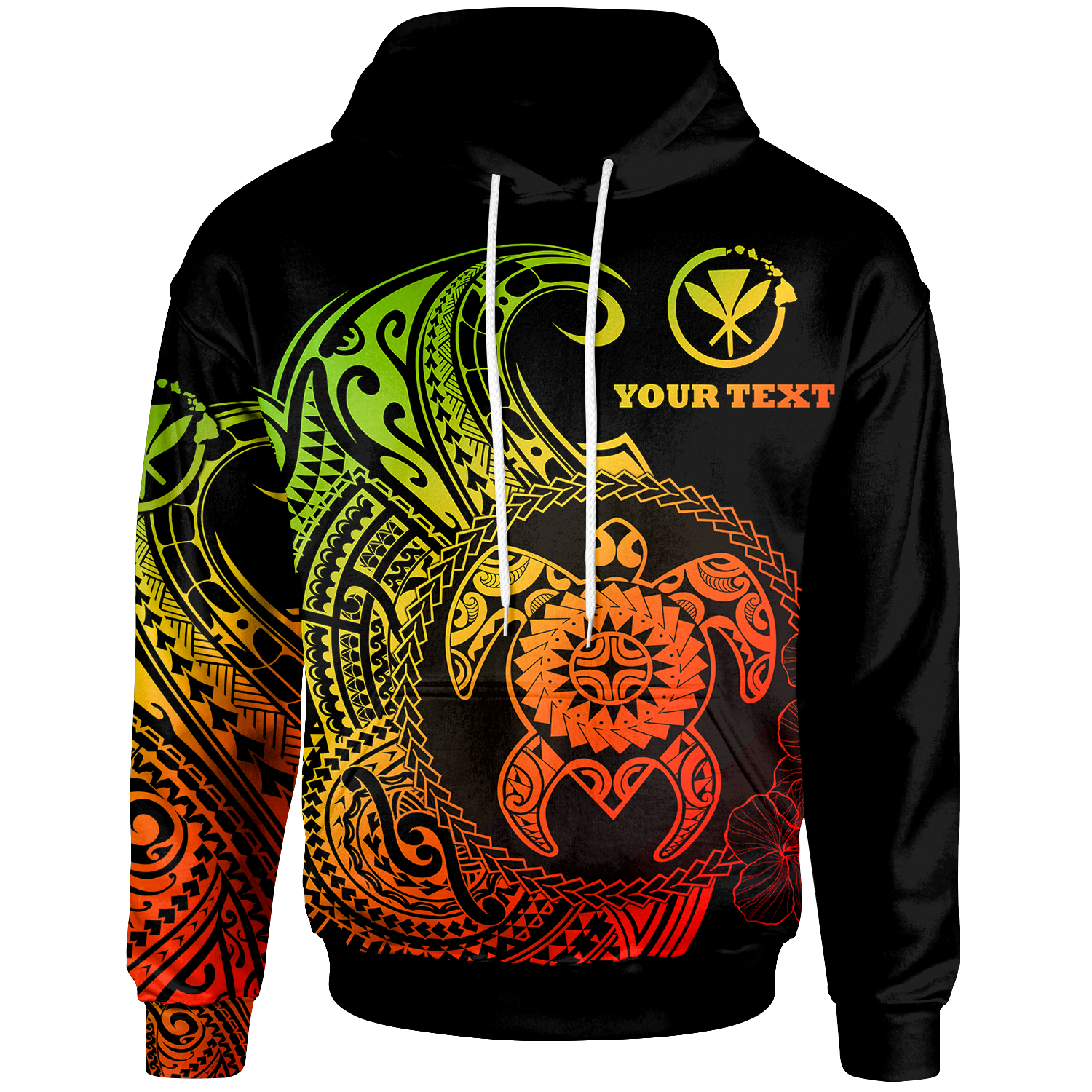 Hawaii Polynesian Custom Hoodie Vintage Polynesian Turtle (Reggae) Unisex Reggae - Polynesian Pride