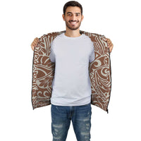 Brown Palm Polynesian Inside Print Zip Hoodie - Polynesian Pride
