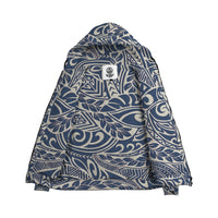 Blue Palm Polynesian Inside Print Zip Hoodie - Polynesian Pride
