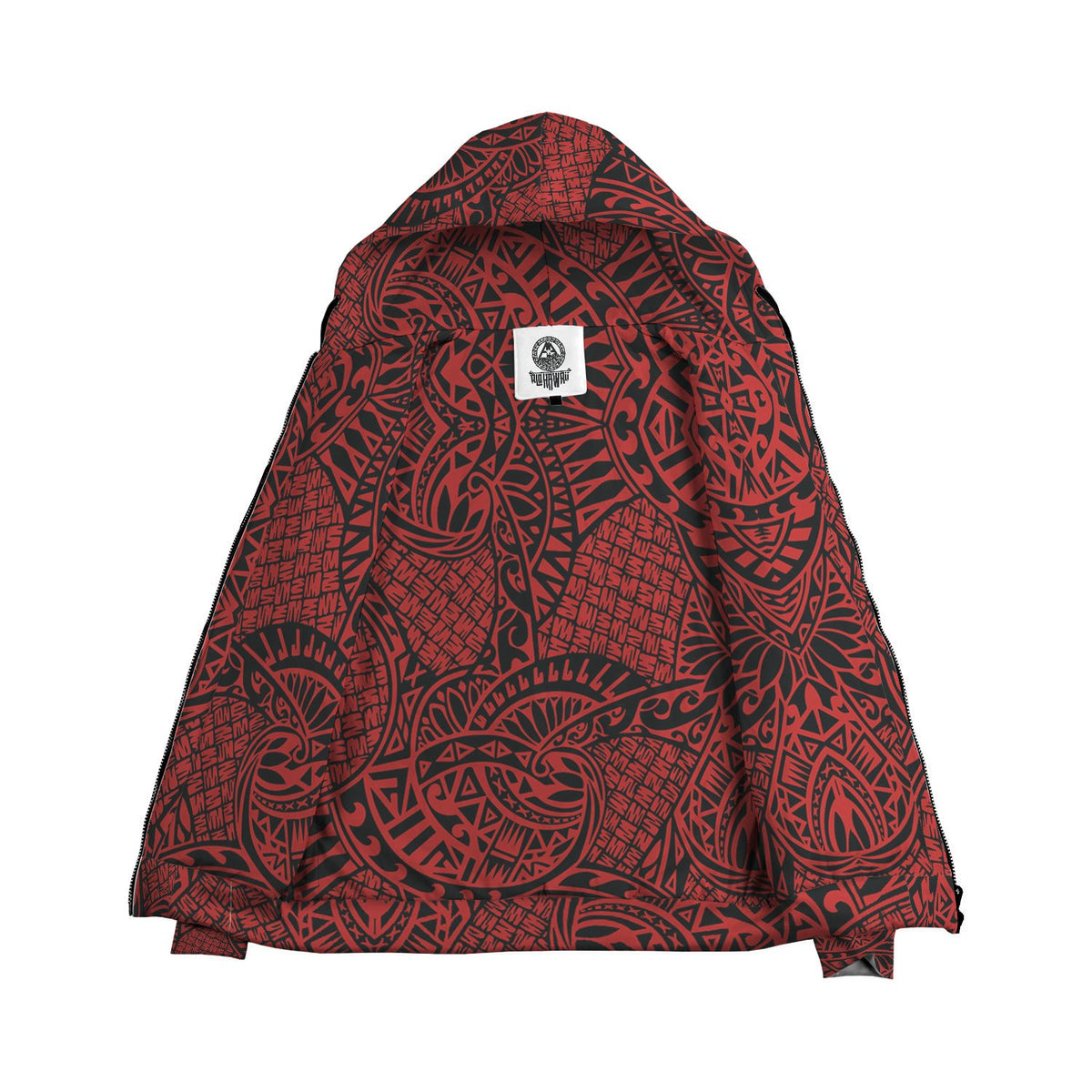 Red Polynesian Inside Print Zip Hoodie - Polynesian Pride