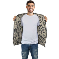 Beige Polynesian Inside Print Zip Hoodie - Polynesian Pride
