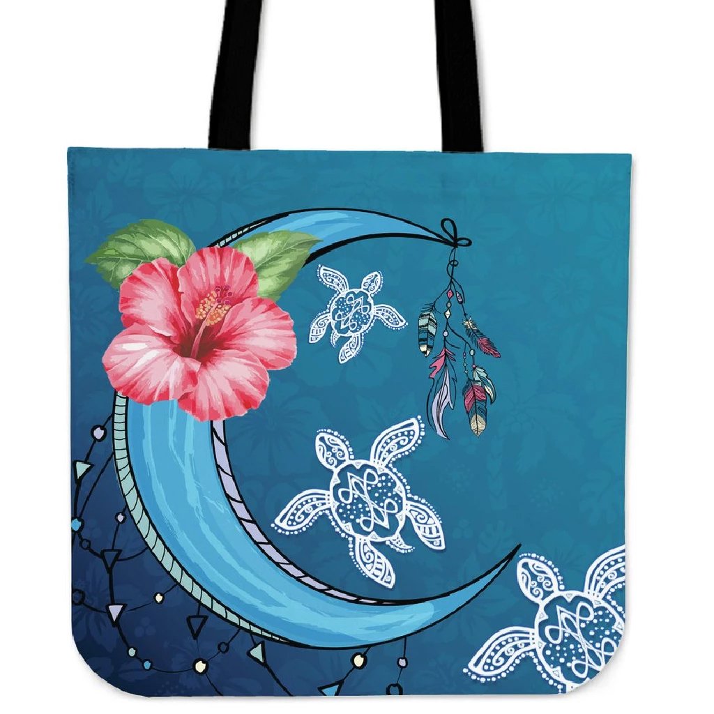 Turtle Moon Dream Tote Bag Tote Bag One Size Blue - Polynesian Pride