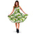 Hawaii Tropical Plumeria White Midi Dress Midi Dress Green - Polynesian Pride