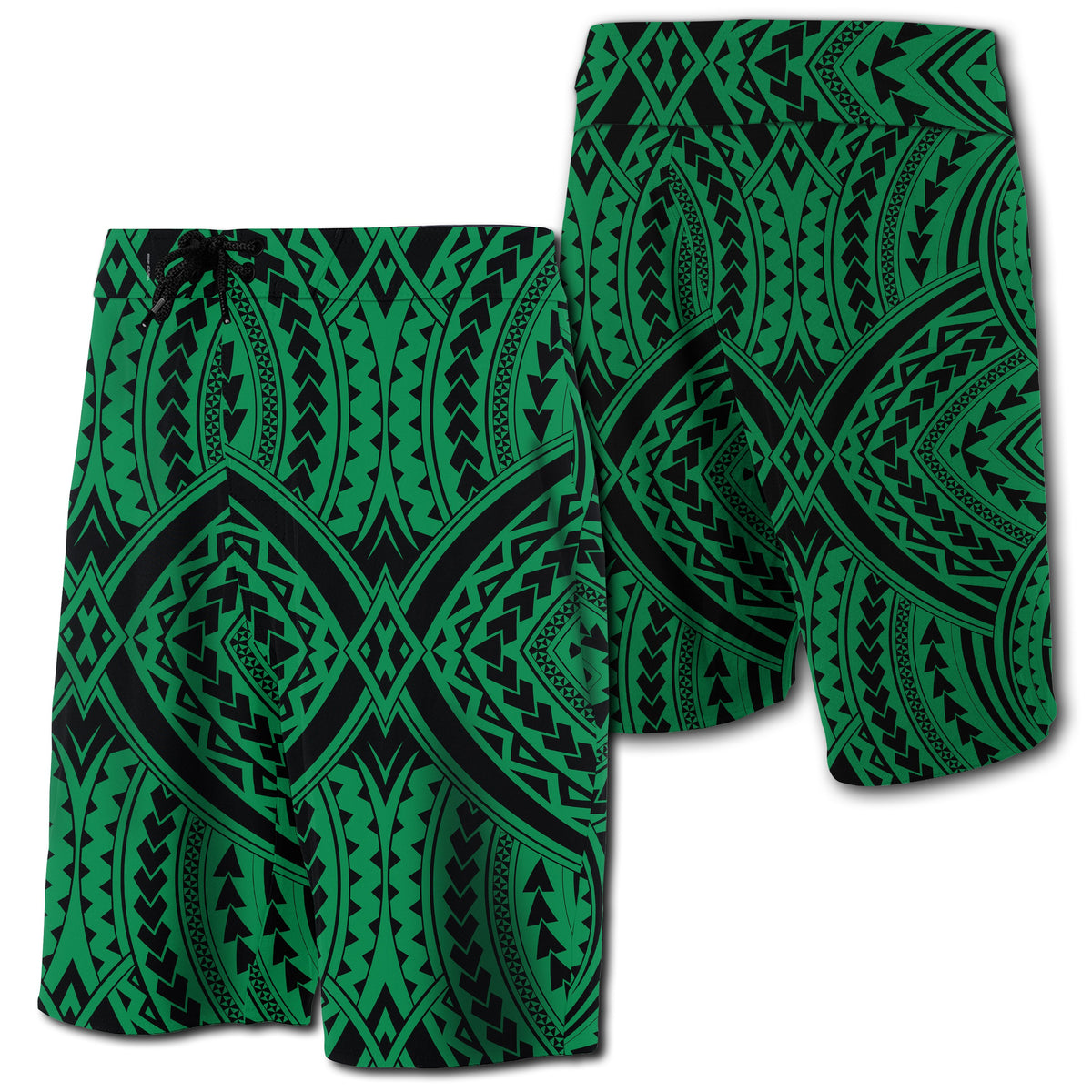 Hawaii Polynesian Tradition Board Shorts Green Men Green - Polynesian Pride