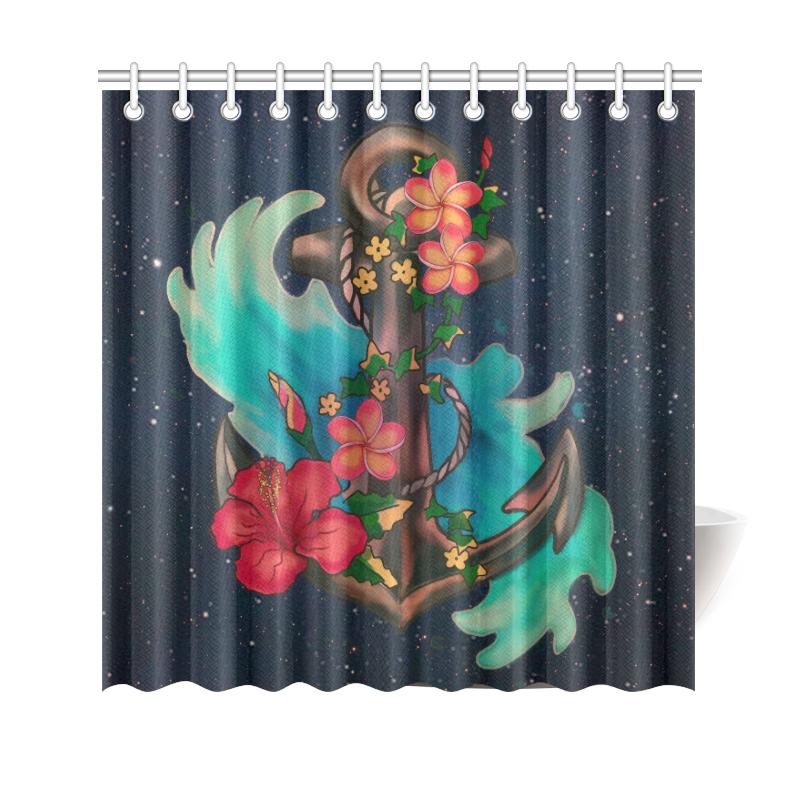 Anchor Galaxy Shower Curtain 177 x 172 (cm) Black - Polynesian Pride