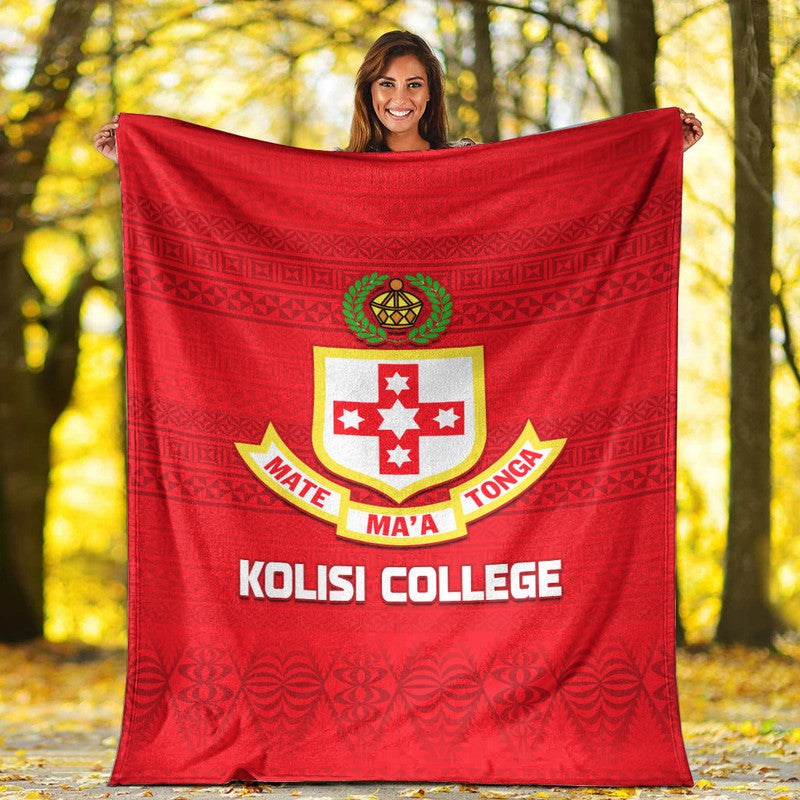 Kolisi Tonga College Atele Premium Blanket 140 Years Anniversary Tongan Ngatu Ver.01 LT13 White - Polynesian Pride