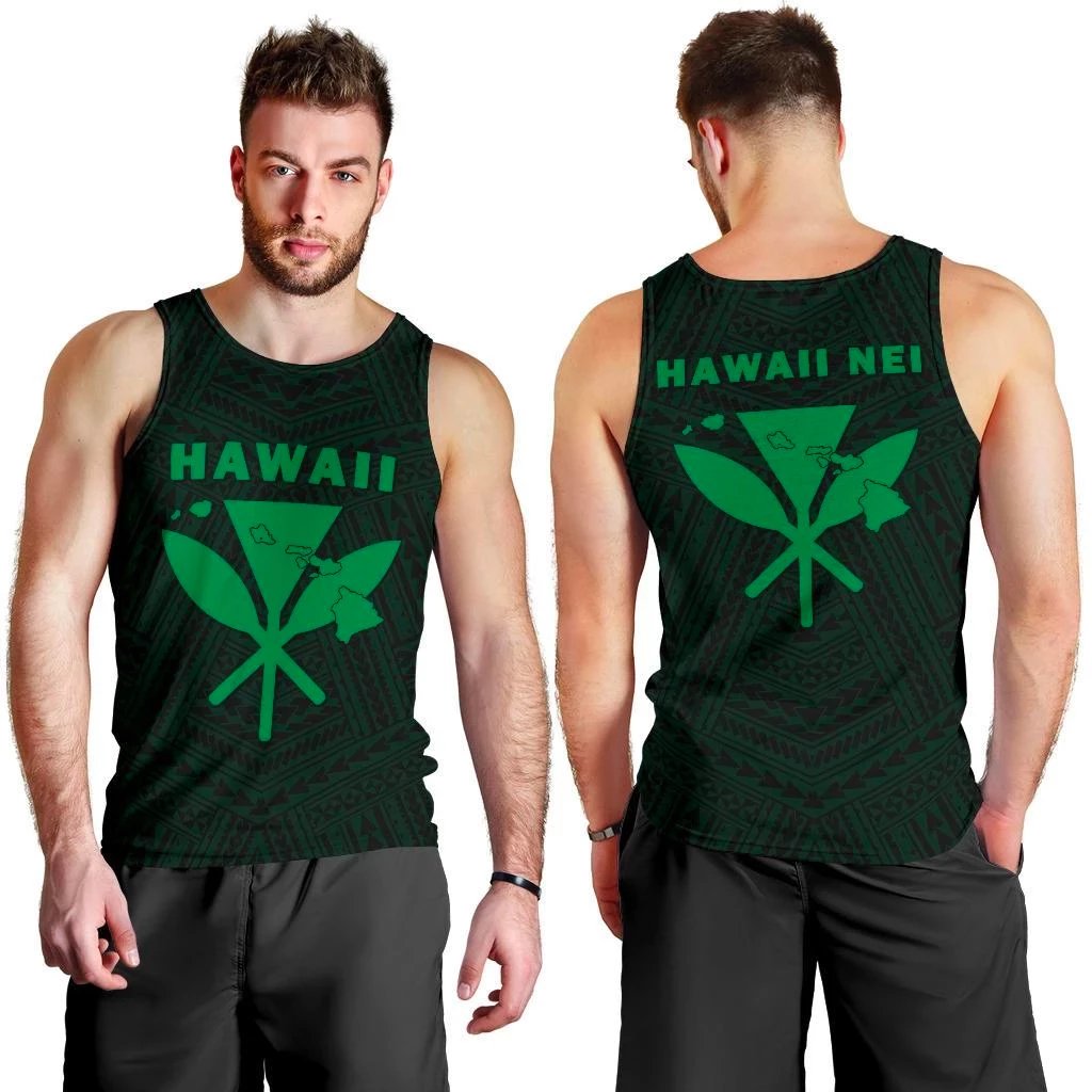 Hawaii Kanaka Polynesian Men's Tank Top Green Green - Polynesian Pride