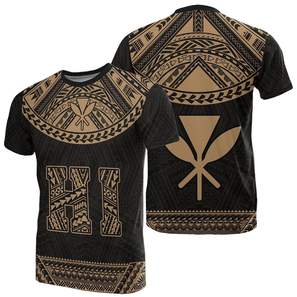 Hawaii Kanaka Polynesian T Shirt Divinity Gold Unisex Gold - Polynesian Pride