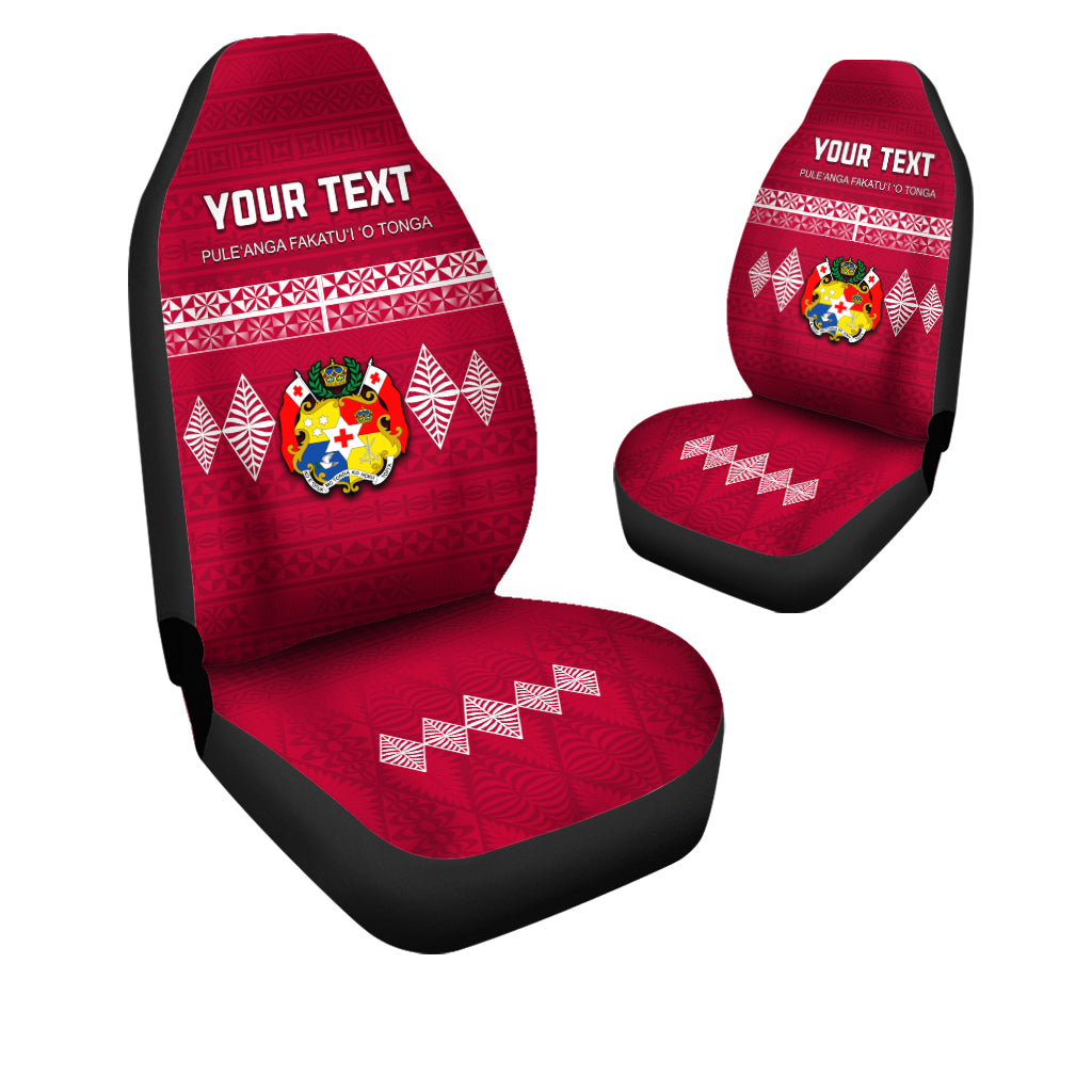 (Custom Personalised) Kingdom of Tonga Car Seat Covers Ngatu Pattern Tongan LT13 One Size Red - Polynesian Pride