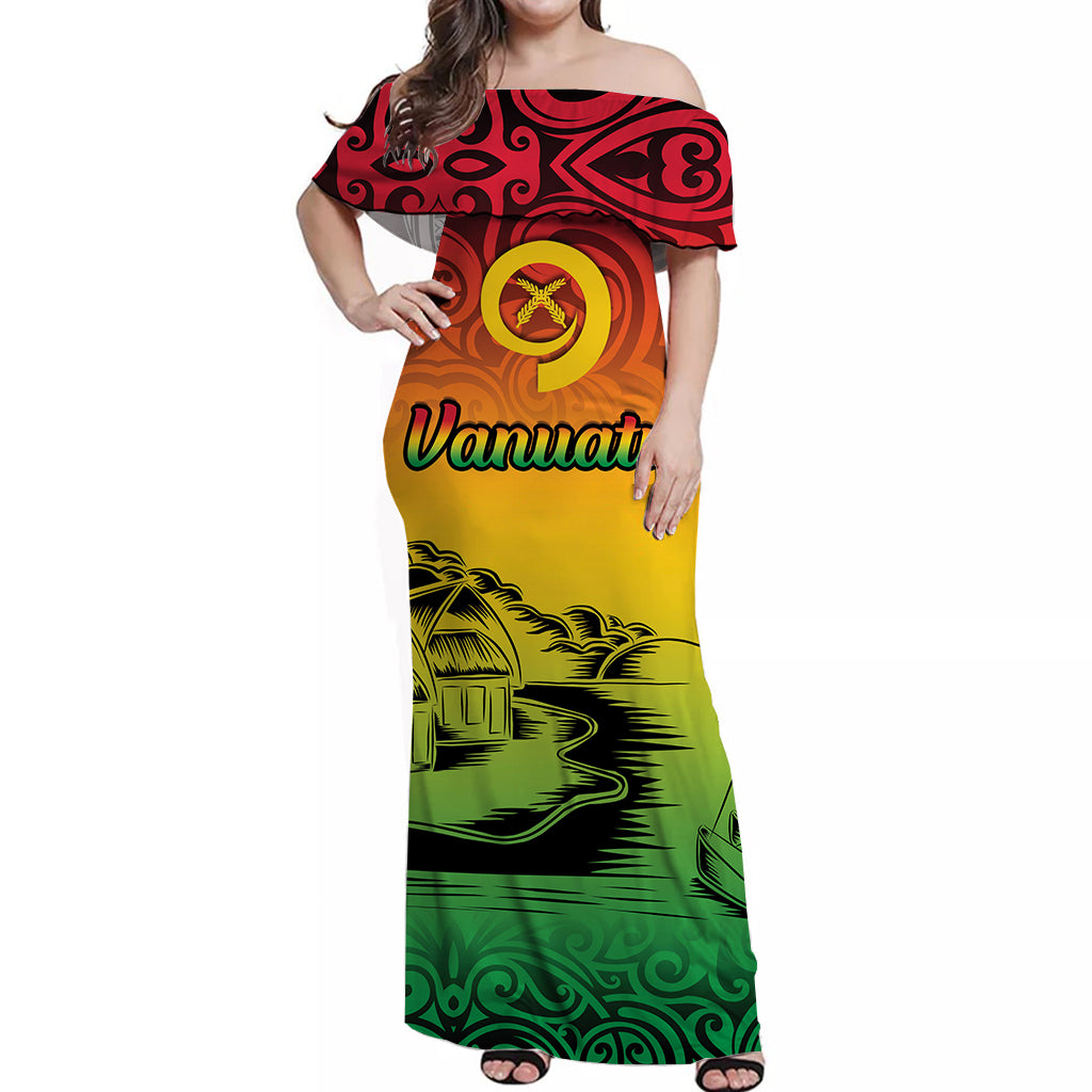 Vanuatu Peaceful Off Shoulder Long Dress LT13 Long Dress Red - Polynesian Pride