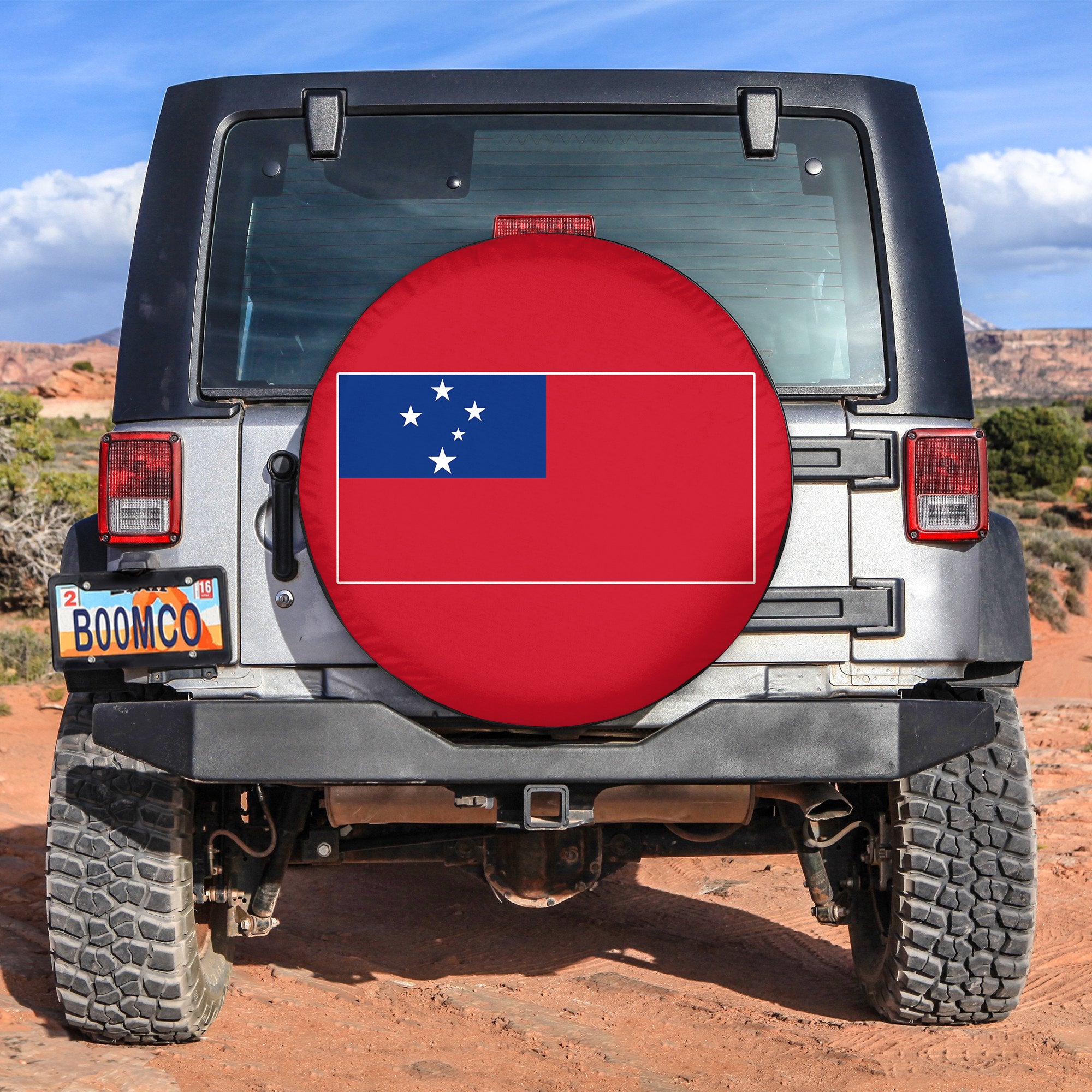 Samoa Spare Tire Cover Proud Samoan Style Flag Ver.02 LT13 Red - Polynesian Pride