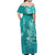 (Custom Personalised) Wallis et Futuna Off Shoulder Long Dress Polynesia Turquoise Sea Turtle and Flowers LT13 - Polynesian Pride