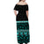 (Custom Personalised) New Zealand Off Shoulder Long Dress Maori Simple Turquoise LT13 - Polynesian Pride