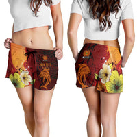 Papua New Guinea Custom Personalised Women's Shorts - Tribal Tuna Fish - Polynesian Pride