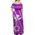 Hawaii Off Shoulder Long Dress Kakau Tribal Purple Batik Floral Ver.01 LT13 - Polynesian Pride