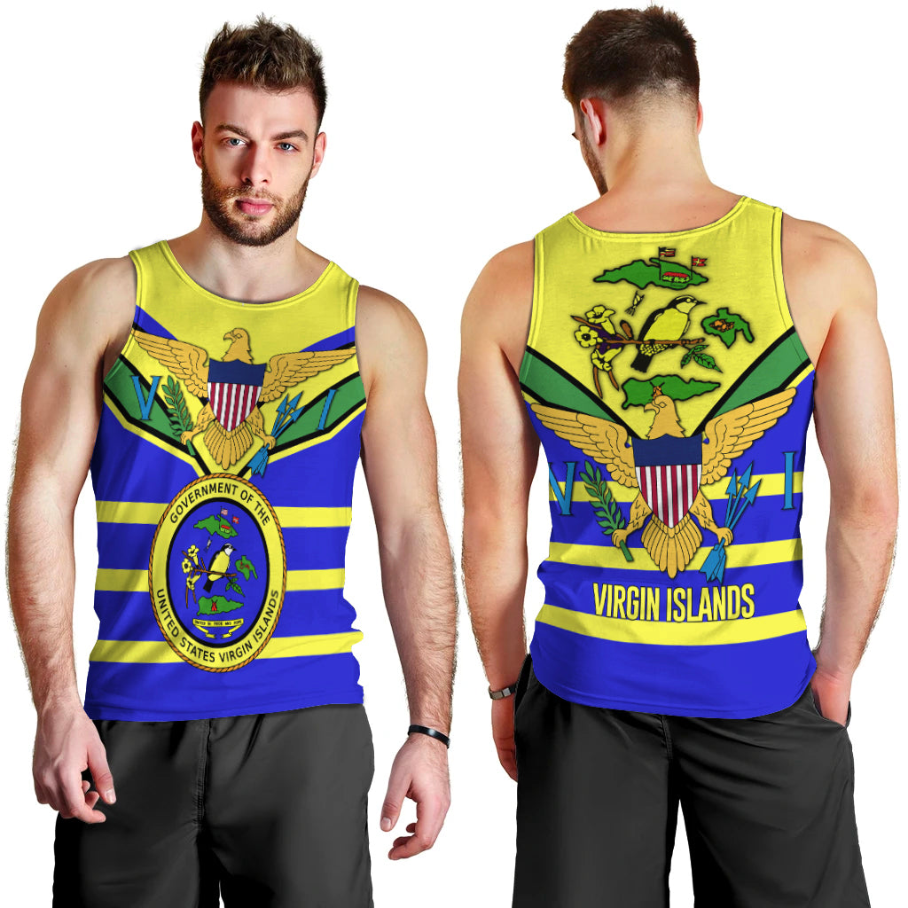 US Virgin Islands Men Tank Top Egales with Seal LT4 Blue - Polynesian Pride