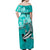 (Custom Personalised) Hawaii Off Shoulder Long Dress Polynesia Turquoise Sea Turtle Honu and Hammerhead Shark LT13 - Polynesian Pride