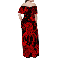 Hawaii Matching Polynesia Red Octopus Dress and Hawaiian Shirt LT13 - Polynesian Pride