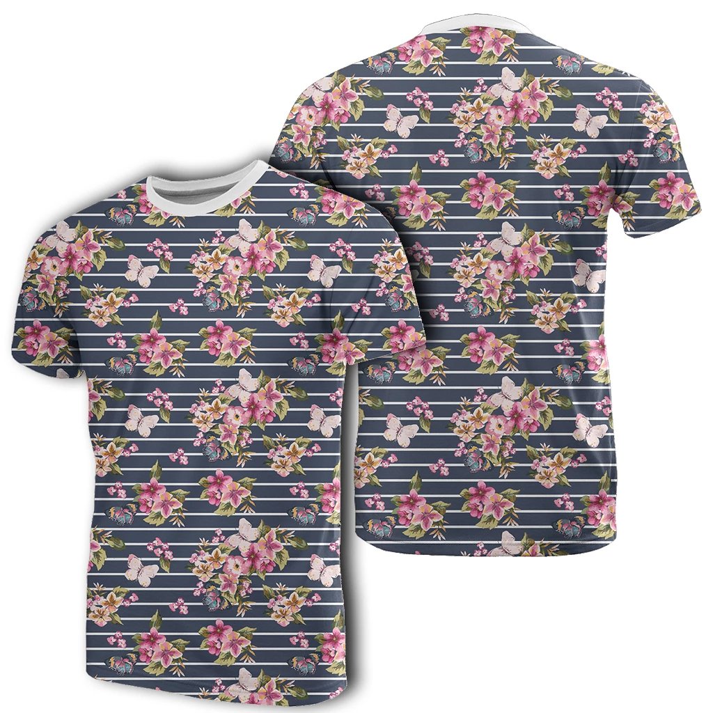 Hawaii Tropical Butterfly Pink T Shirt Unisex White - Polynesian Pride