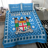 (Custom Personalised) Fiji Bedding Set Pattern - Fijian Tapa Pattern Blue LT13 - Polynesian Pride