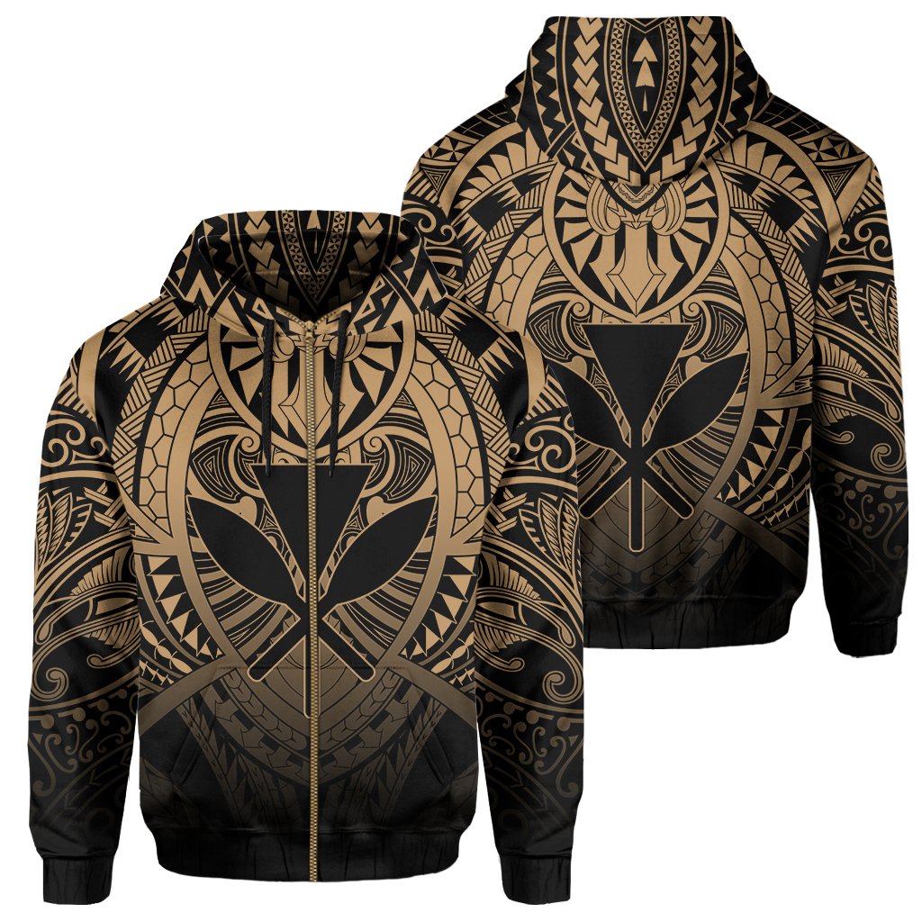 Hawaii Maka Polynesian Kanaka Maoli Zip Hoodie Heaven Style Gold Unisex Gold - Polynesian Pride