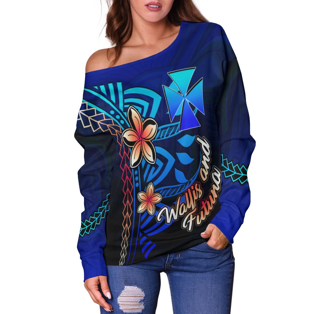 Wallis and Futuna Women's Off Shoulder Sweater - Vintage Tribal Mountain - Polynesian Pride