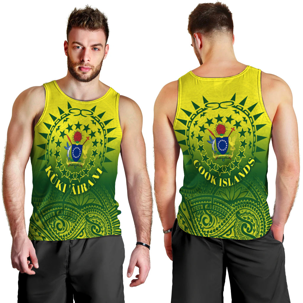 Cook Islands Men Tank Top Polynesian Tattoo Sunshine LT4 Green - Polynesian Pride