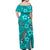 (Custom Personalised) Hawaii Off Shoulder Long Dress Polynesia Turquoise Hibiscus and Map Mystical LT13 - Polynesian Pride