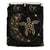 Hawaiian Hibiscus Plumeria Turtle Black And Gold Bedding Set Black - Polynesian Pride