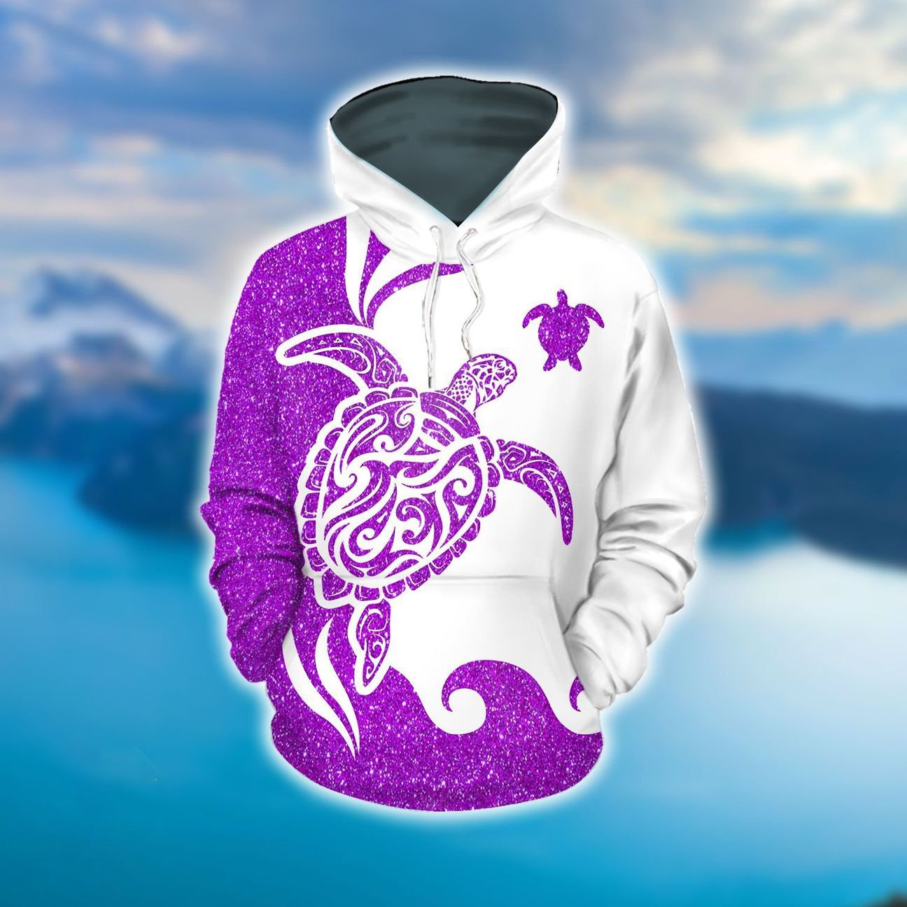 Hawaii Turtle Purl Hoodie Unisex Purple - Polynesian Pride