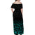 (Custom Personalised) New Zealand Off Shoulder Long Dress Maori Pattern Turquoise LT13 - Polynesian Pride