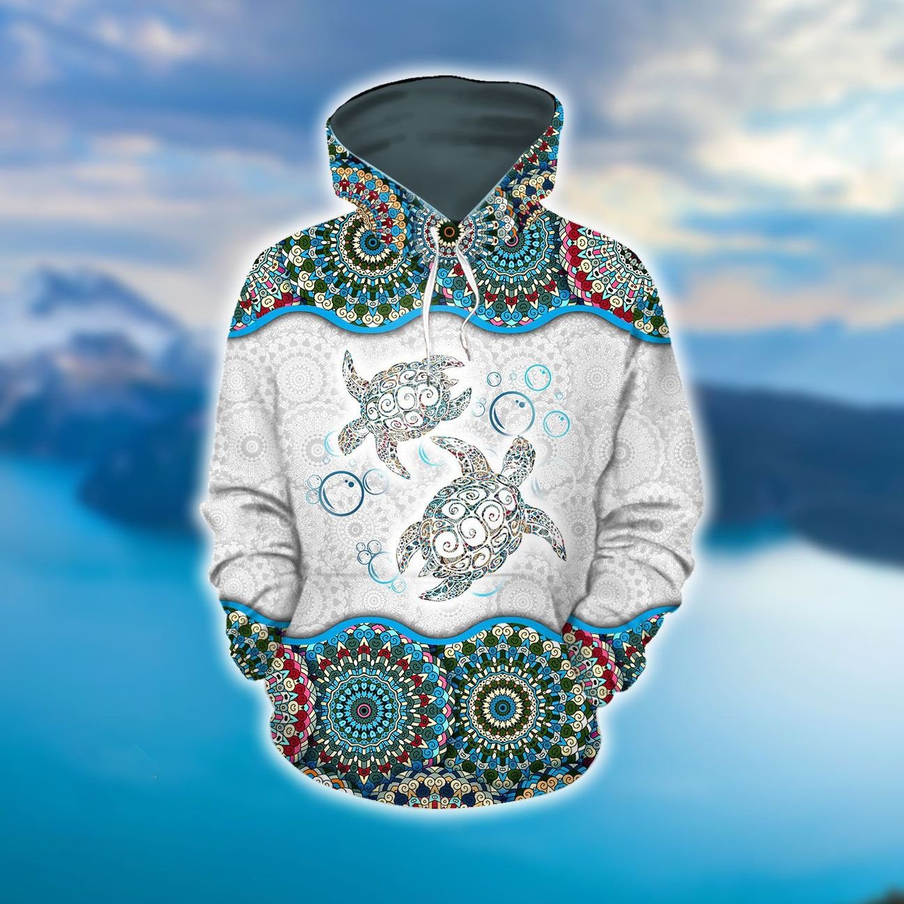 Hawaii Happy Turtle Couple Hoodie Unisex White - Polynesian Pride